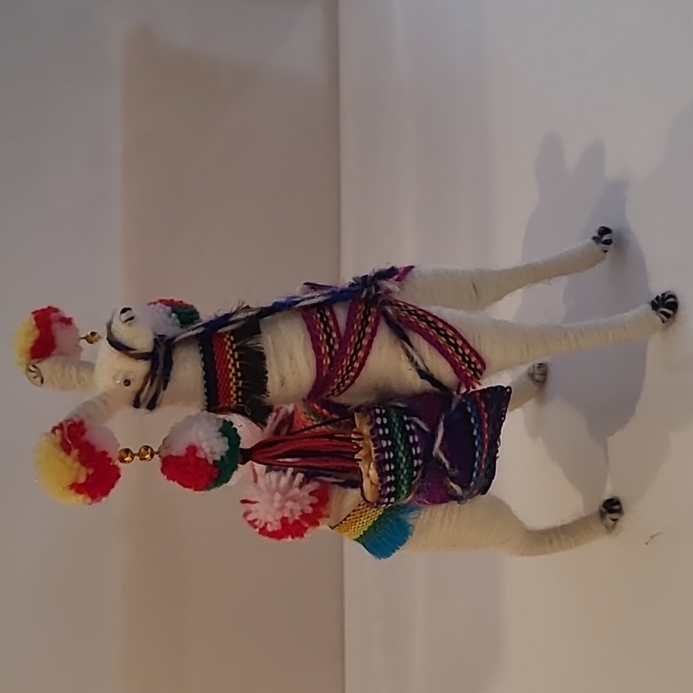 Llama Peruvian Ornament figure handcrafted of wool & yarn